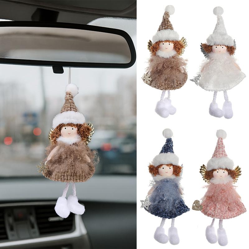 Christmas Tree Decoration Set Plush Girl Christmas Golden Ornaments Angel Xmas Party Keychain Santa Claus Snowman Hanging Decor
