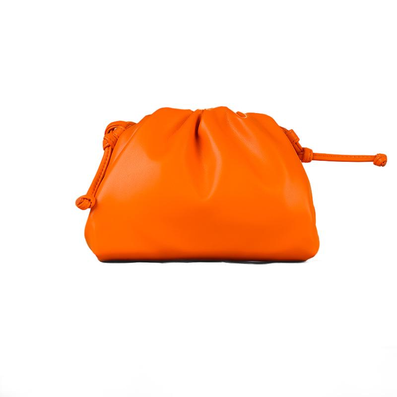 Women's 2024 Soft Leather Pleated Handbag - Evening, Shoulder, and Messenger Bag with Solid Color Texture.