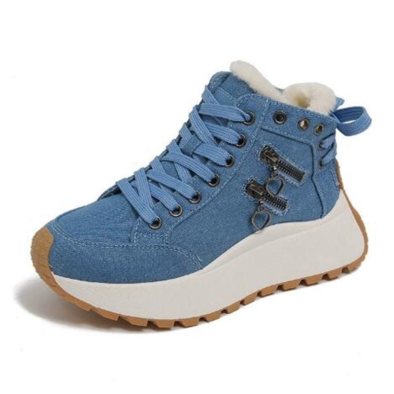 

Winter Women Shoes Thicken Plush Warm Cotton Shoes Lace Up Wedges Platform Shoes Winter Warm Women Sneakers Botas Invierno Mujer 35 синій