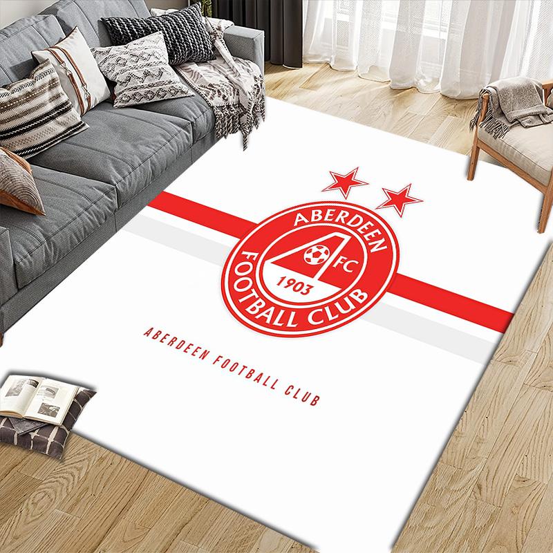 Aberdeen Football Club Flannel Pattern Square Carpet,Area Rug,Carpet Rug for Living Room Bedroom Sofa Playroom Decor,Non-slip Floor Mat