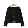 2025 Autumn Women's Chunky Knit Cardigan Sweater with Metal Buttons
