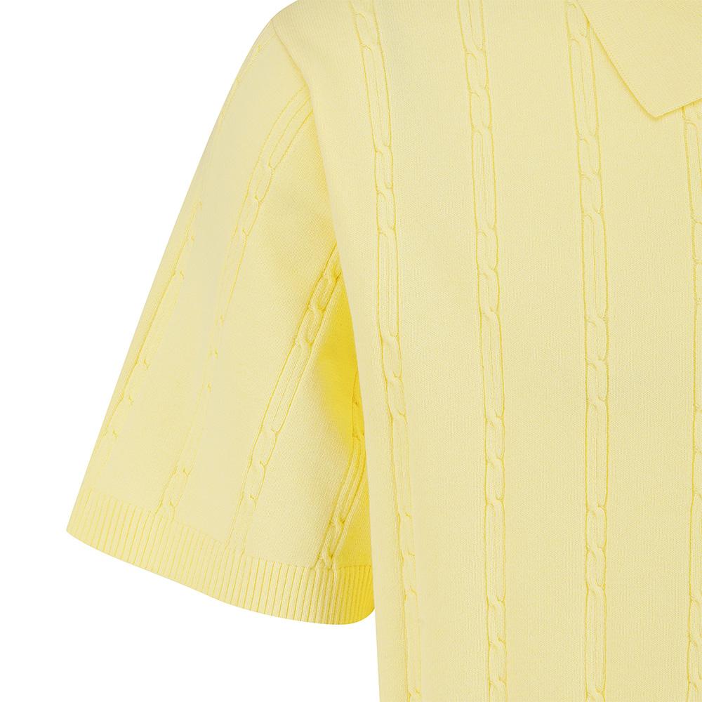 MALBON GOLF M Chain Cable Pattern Casual Short Sleeve Knit Lemon Yellow (Man)