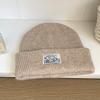 Big head circumference hat Thickened solid color knitted hat Dome wool hat Warm ear protector Cold hat