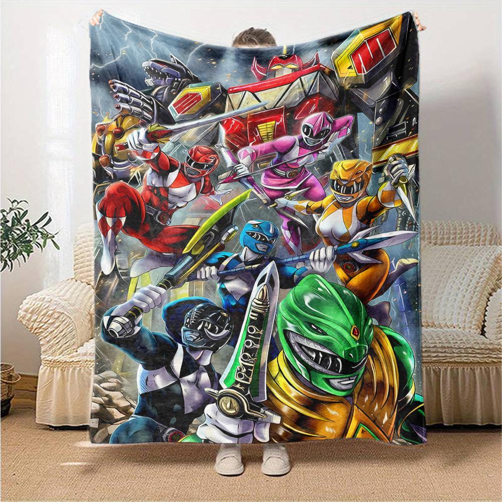 1pc Mighty Morphin Power Rangers1 Blanket, Gift, for Men and Women, Soft Blanket, Good for Sofa Bed Couch Travel, Lightweight Flannel Blanket