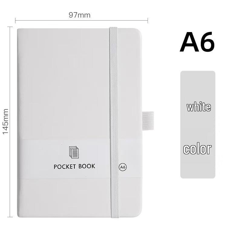 A6/A5 Elastic Band Color Pocket Notebook - Leather Feel, Portable Student Memo