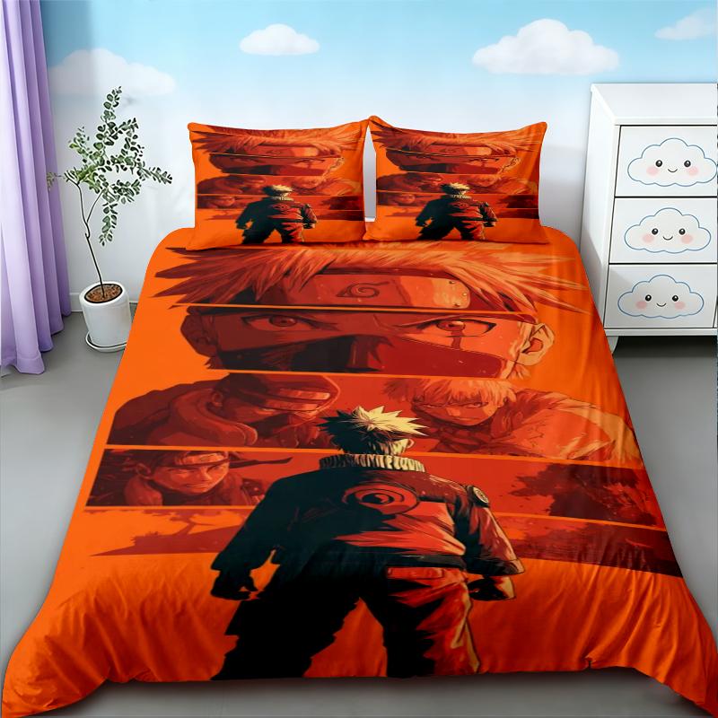 3pcs Naruto Duvet Cover Anime Cartoon Bedding Set Quilt Cover Twin Full Single Size Teens Boys Bedroom Dormitory Decor