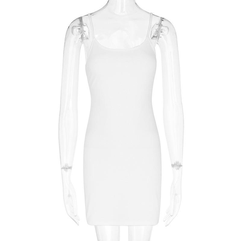 Summer Womens Sleeveless Bodycon Dress With Splicing Knit Fabric For Casual Outings