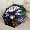1pc Automatic Umbrella with Lotus Flower Design - Automatic Open/Close, 8-Rib Sturdy Frame, Compact Travel Umbrella for Women/