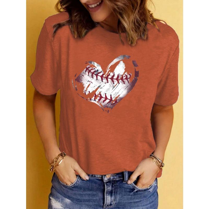 Summer Women's Broken Heart Pattern Printed Round Neck Short Sleeved T-shirt Casual Fashion Cotton T-Shirts Women’s