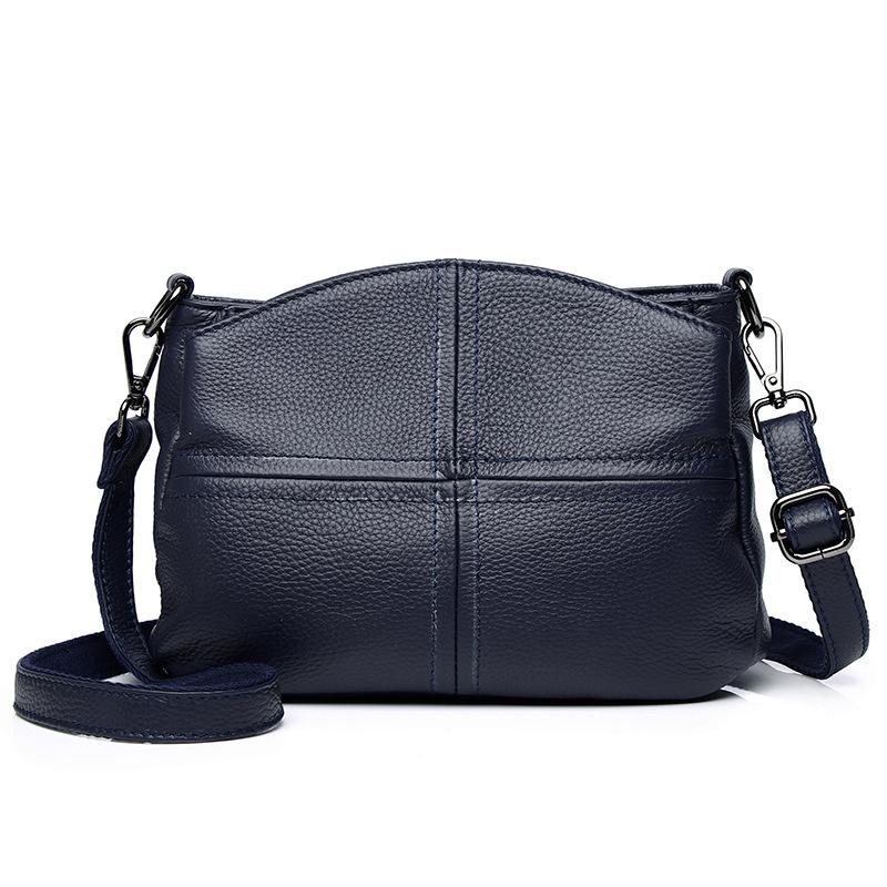 Bag Women'S Bag First Layer Cowhide Splicing Soft Leather Shell Bag One Shoulder Crossbody Handheld Mom Leather Underarm Bag