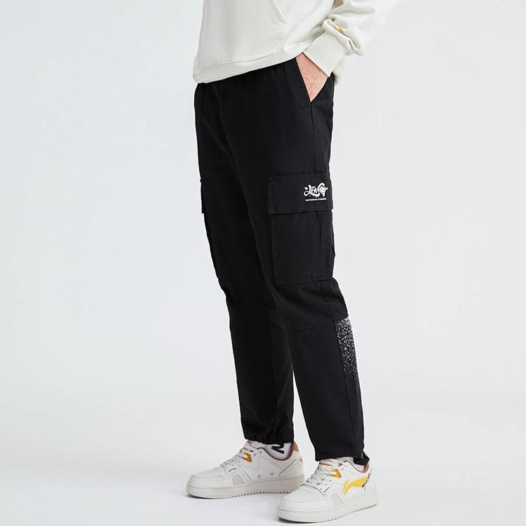 Li-Ning Ink Splash Loose Straight Leg Casual Pants Men bottoms Black AKXR395-1