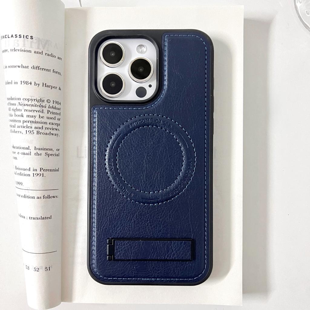 Foreign trade models are suitable for iPhone14 leather bracket, mobile phone case, Apple 14PROMAX crystal shield, magnetic protective case 14.