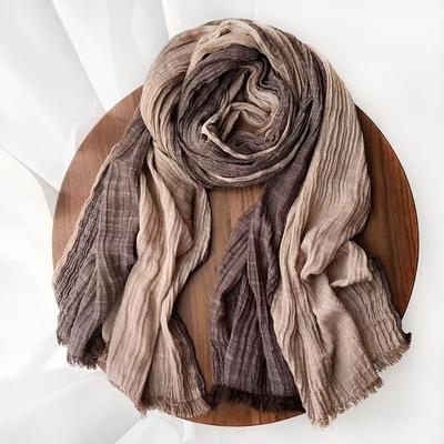 Autumn/Winter Cotton-Linen Color Block Scarf: Korean-Style Shawl for Women & Men