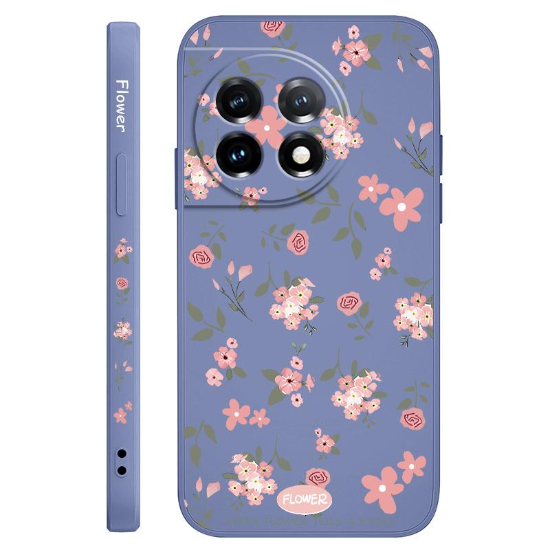Floral Scent Phone Case For Oneplus 12 12R 11 11R 10 10R 10T 9R 9RT 9 8T 8 7 7T Pro 5G Liquid Silicone Cover