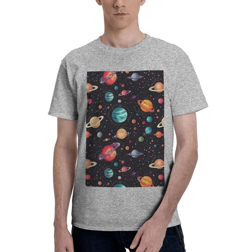 Solar System Space Planets Universe Men TShirt Plus Size T Shirts Mens Crew Neck Cotton Tees Short Summer Male