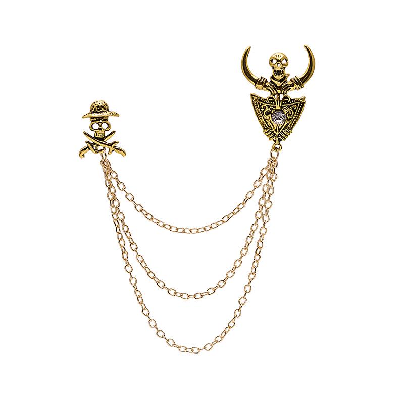 

Европейско-американская ретро брошь-булавка на лацкан с цепочкой и кисточкой в виде бычьего черепа