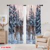 Flat Printing Christmas Drapes Forest Deer Versatile Polyester Without Electricity Spring Perfect Holiday Curtain Set Of 2 Made Washable