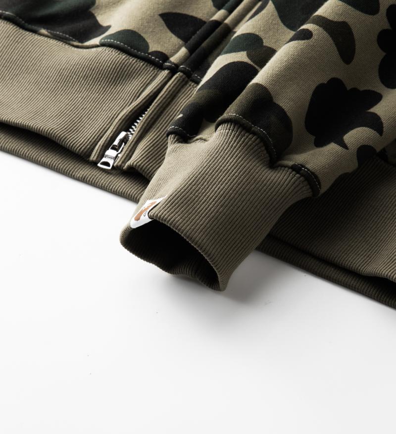 Hello Kitty Camouflage Shark Head Hoodie: Men's Cartoon Zipper Jacket