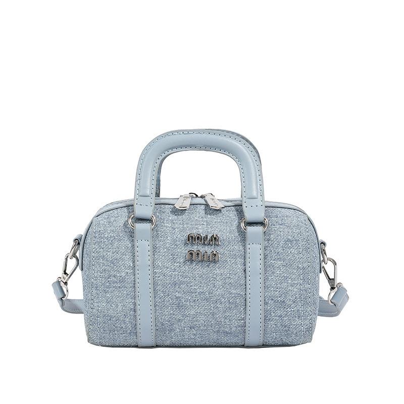 

New denim handbag bag women s versatile bowling bag socialite shoulder messenger bag 19*11*12 синий