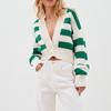IHUASU Autumn and Winter Sweater Women's Clashing Colours Loose Design Knitted Cardigan Jacket