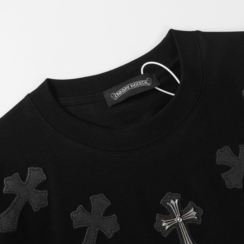 9989 CHROME HEARTS 2025 Summer New High Quality Cotton Round Neck Loose Large Size Men's and Women's T-shirt Couple T-shirt