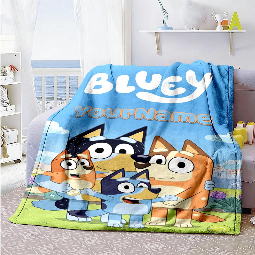 Bluey 86 Customize Your Name Blanket Lightweight Customizable Blanket Soft & Cozy Suitable for Chair Nap Living Room Bedding All-Season Use