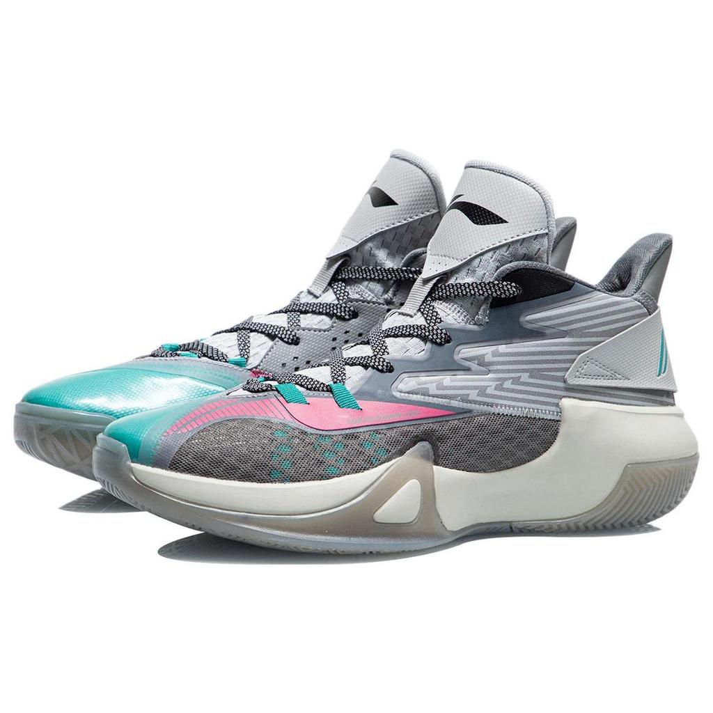 Li Ning Swift Wind Cushioning Slip Resistant Mid top Basketball Shoes Men's Shark Gray ABPR061-3