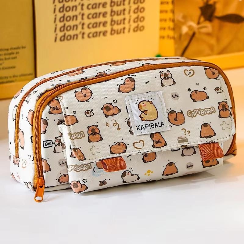 

Kawaii Kapibara Pencil Case Large Capacity Multifunction Storage Bag Creative Flip Cartoon Stationery Bag Office Supplies