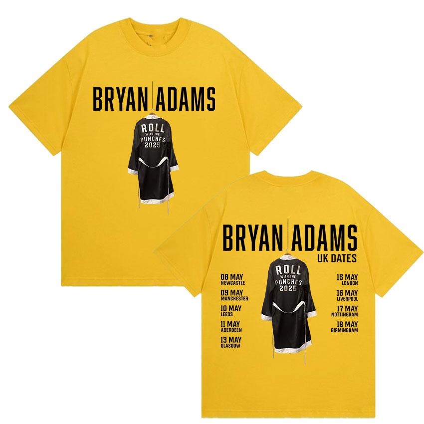 BRYAN ADAMS ROLL WITH THE PUNCHES TOUR 2025 T-Shirts Men Women Vintage High Quality Oversized Cotton T Shirt Fans GiftStreetwear