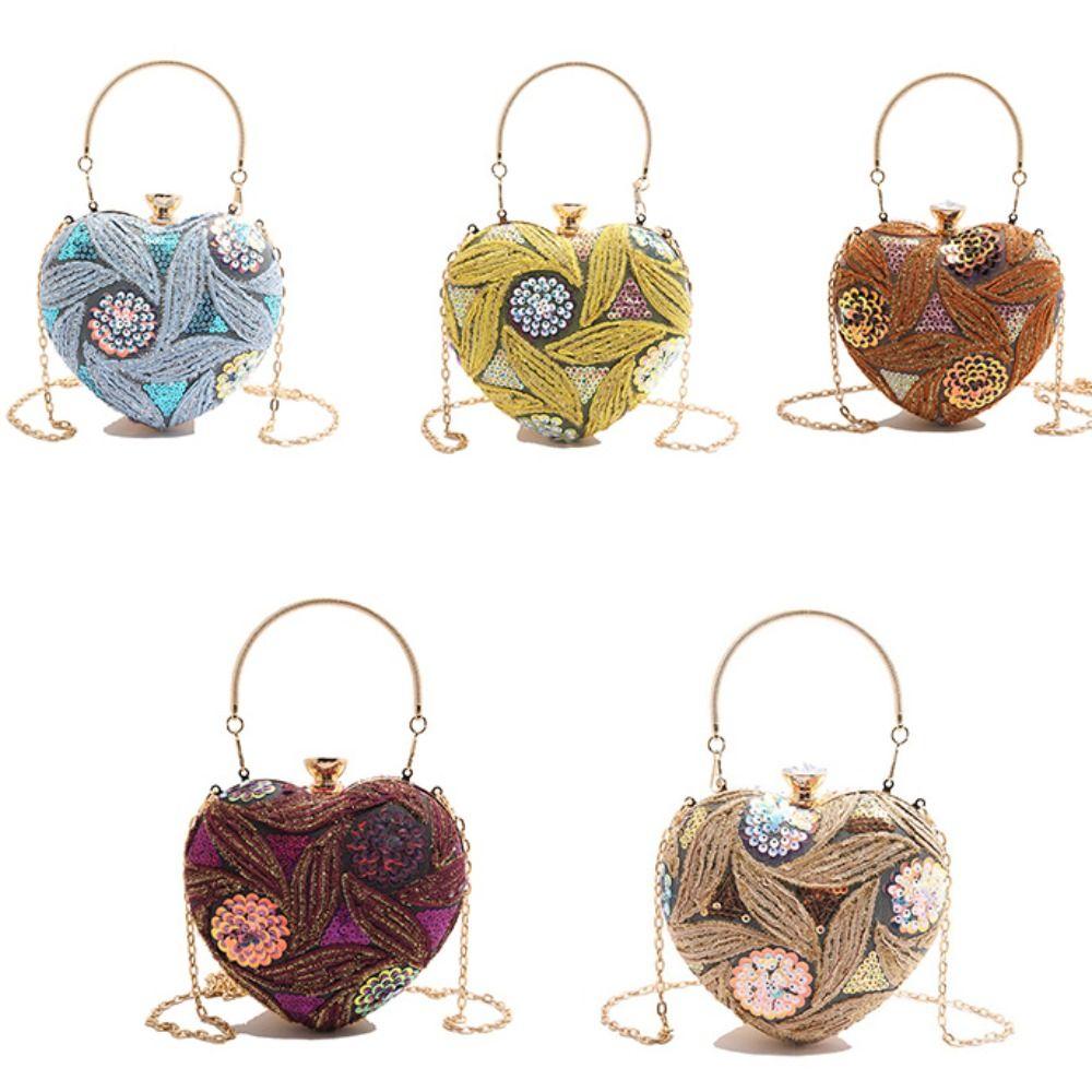 Glitzerndes Herzförmiges Handtaschen-Stickerei Damen-Kupplungstasche Pailletten-Abendbankett-Tasche Party