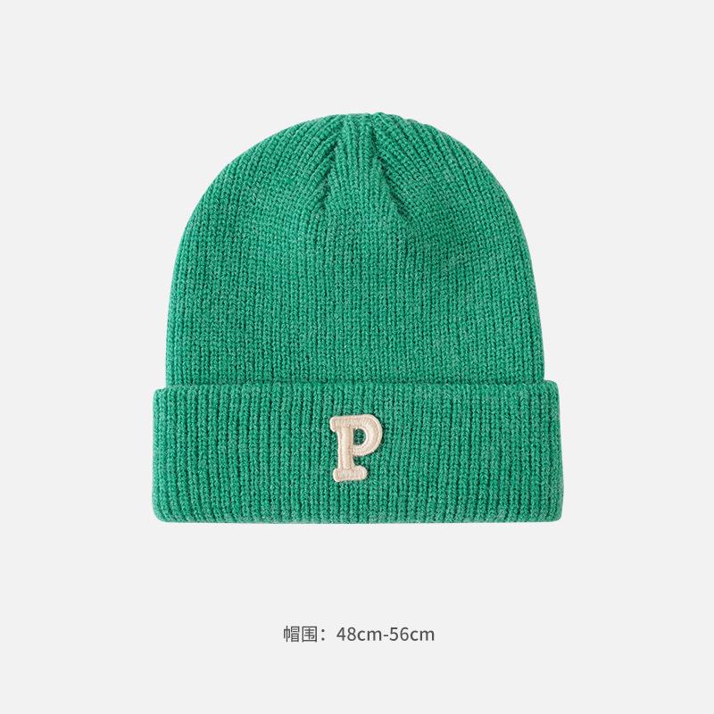Alphabet Cloth Wool Hat Women's Autumn and Winter Face Small Windproof Ear Protection Cold Hat Fashionable Versatile Warm Knitted Hat