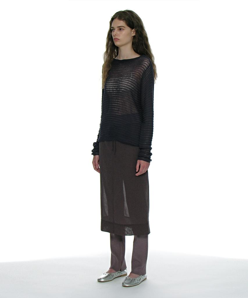 Partimento Woman Sheer Midi Skirt_Charcoal