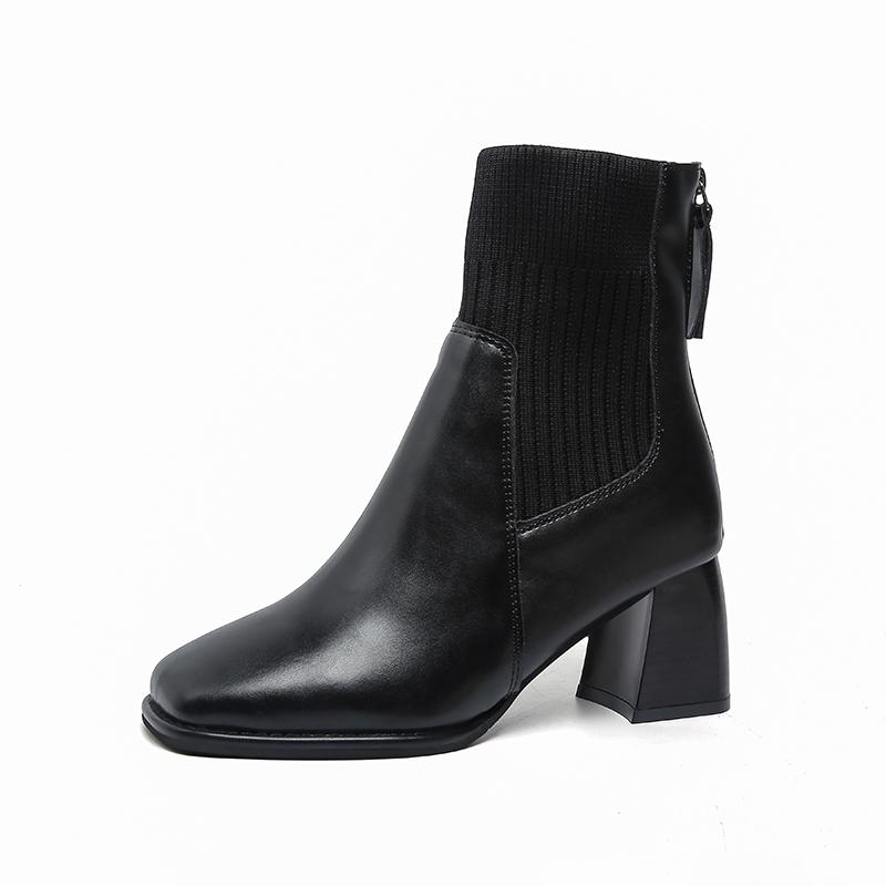 

Качественные женские ботинки Модные эластичные носки Ботильоны Сексуальные остроносые лакированные короткие ботинки Женские ботинки на высоком каблуке Ботас Мухер 35 чёрный