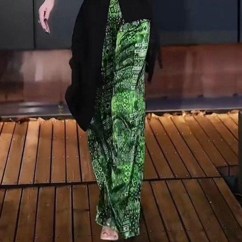 

Западный стиль TikTok Тот же стиль Все-сочетающаяся базовая рубашка Брюки широкие Green Flower [Single Pants]] S-70 -44.00kg