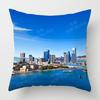 Four Seasons Universal Short Plush Pillow Case Living Room Bedroom Landscape Illustration Architectural Pattern Cushion Cover