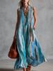 Women's Fashion Color Striped Sleeveless Deep V-Neck Off-Shoulder Dress