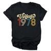 Camiseta De Aniversrio Vintage 1970 Feminina Top Grfico Preto Harajuku Festa De Aniversrio De Quarentena Streetwear Casual