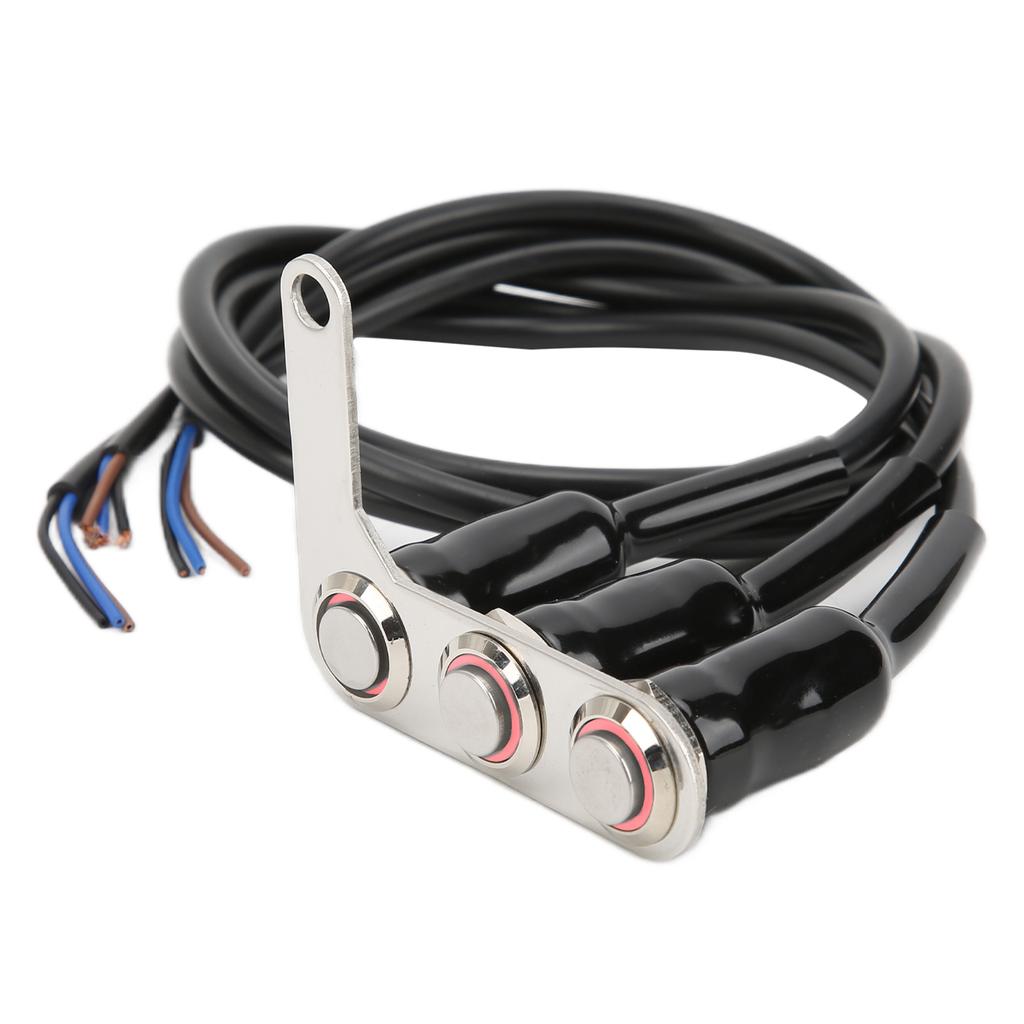Motorcycle Handlebar Switch LED Stainless Steel Waterproof for Horn Headlight Spot LampRight
