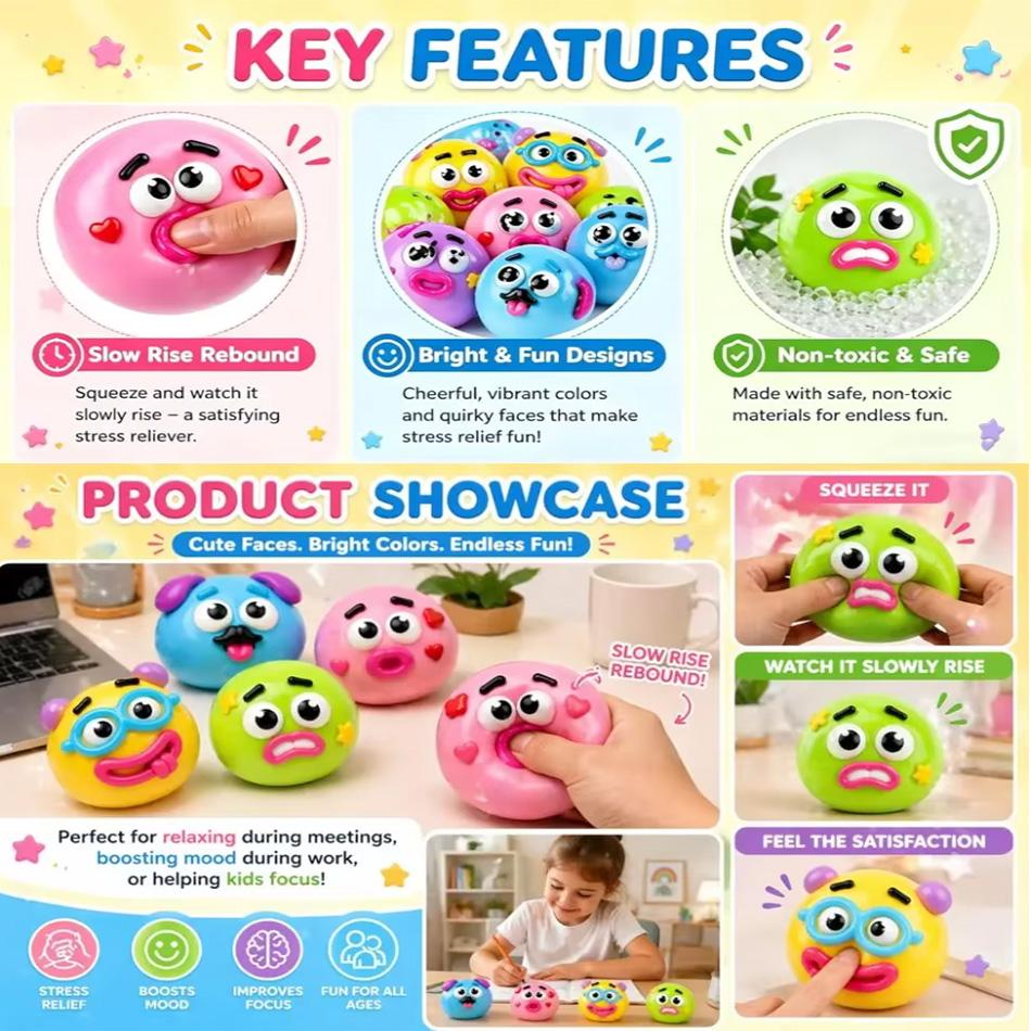 New Smushers Curiosities Dog Face Swap Squishy Toy Soft Moldable Slow Rise Hand Squeezer Stress Relief Cute Animal Fidget Fun Gift For Adults & Kids