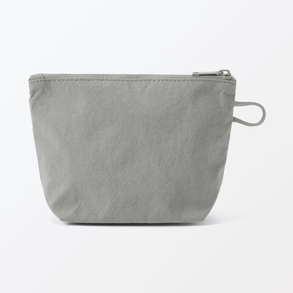 MUJI Wrinkle Nylon Gusseted X 11 X 6 84475658 Pouch, Gray, Small, Approx. 16.5 Cm,