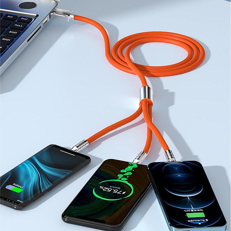 120W Three Colors Super Fast Charging Data Cable Hight Quality 3 In 1Type-C Data Line For Mobile Phone 6A Data Cable
