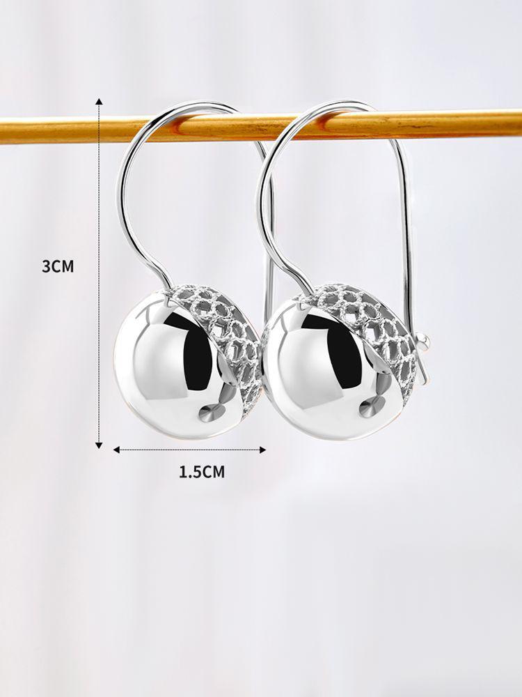 Kolczyki wiszące z kulką w kolorze srebrnym dla kobiet biżuteria kostiumowa modne dodatki