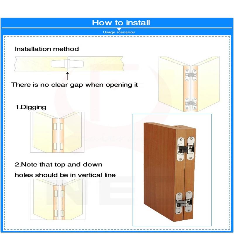 2Pcs 12x43MM Invisible Hinges Silent Close Cross Hinge Hidden Concealed Cabinet Cupboard Door Wooden Boxes For Folding Furniture
