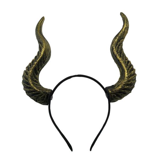 Čelenka s rohy, Halloweenská gotická čelenka s kozími rohy, Cosplay vlasová obruč, Doplňky pro Halloweenskou párty, Maškarní kostým