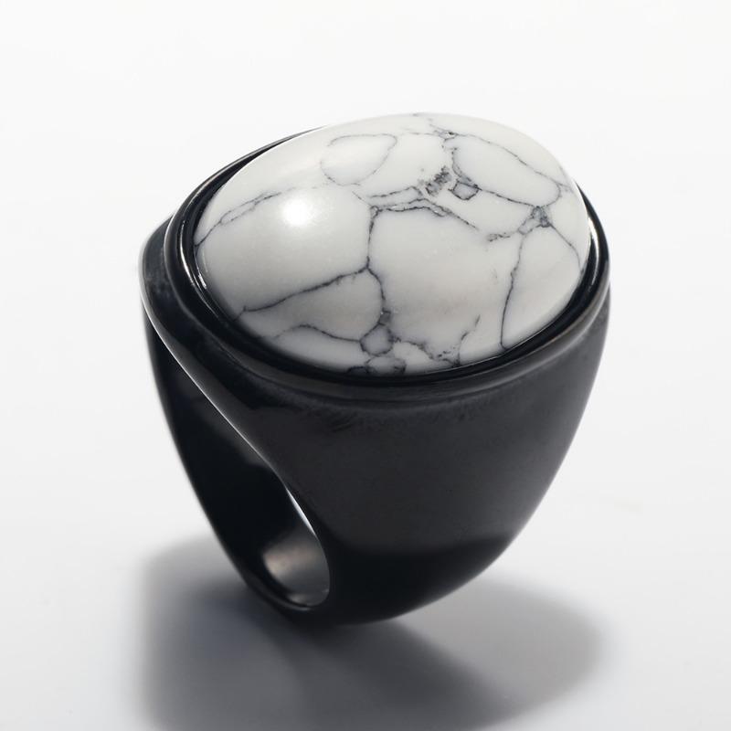 Luxury Gemstone Ring for Men Personalised Hip Hop Steel Titanium Jewellery Black Gold Silver Rock Hipster Street Finger Ring