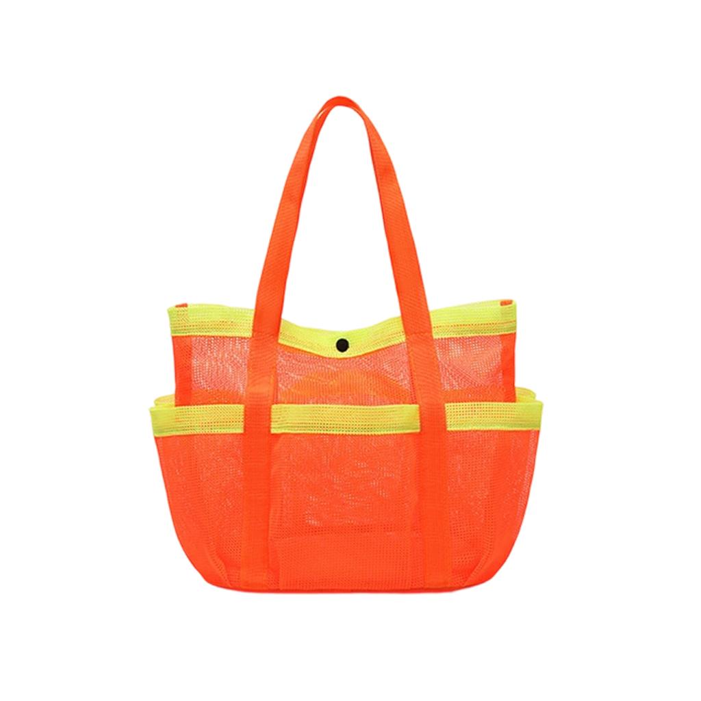 Large Capacity Multi Pocket Tote Bag Mesh Beach Bag Swimming Pool Bag Clothes Storage Organizer Bag with Durable Handles for Outdoor Use