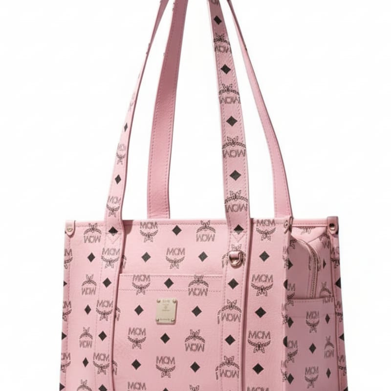 MCM Aren Artificial Leather Tote Handbag, Shoulder Bag Small Women's Pink MWTGSTA03PZ001