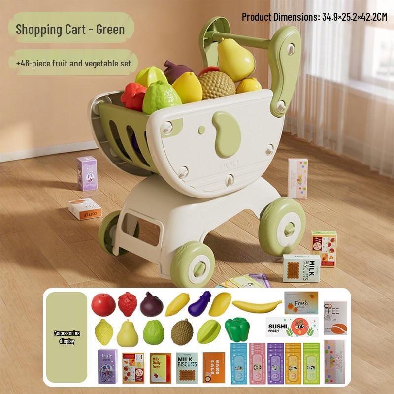 Kids' Grocery Shopping Cart Toy with Fruits & Vegetables - Interactive Role-Play for Boys & Girls