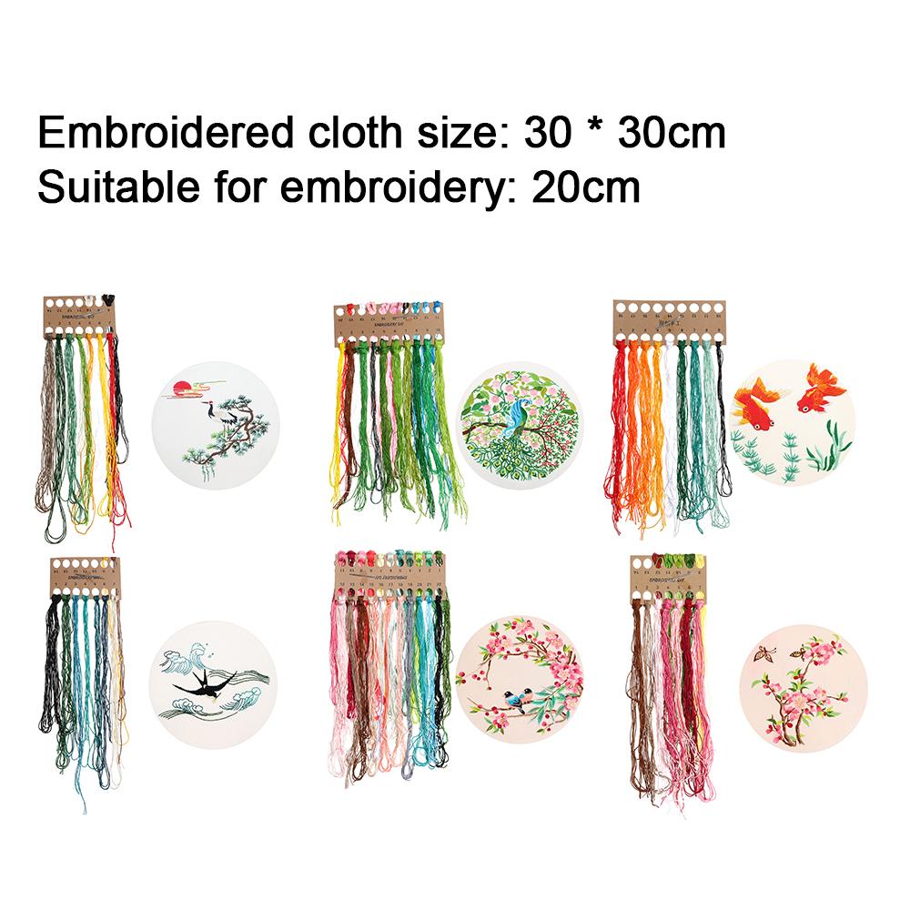 DIY Flowers Plants Pattern Embroidery Set Needlework Tools for  Beginner Embroidery Round Cross Stitch Needlework Sewing Crafts