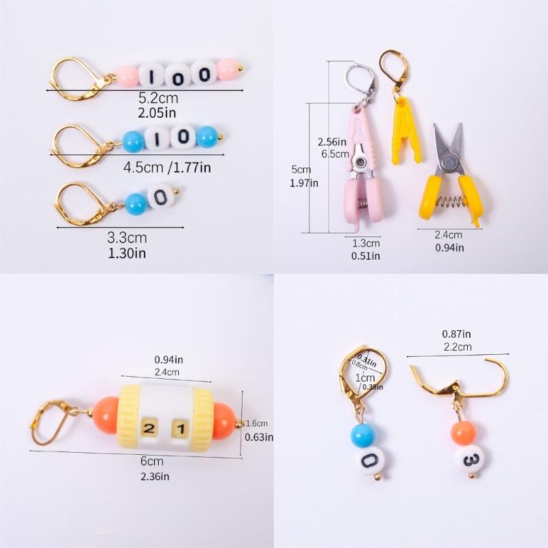 10PCS Number Stitching Marker Charm Locking Crochet Stitching Marker with Knitting Counter Scissors for Knitting Weaving